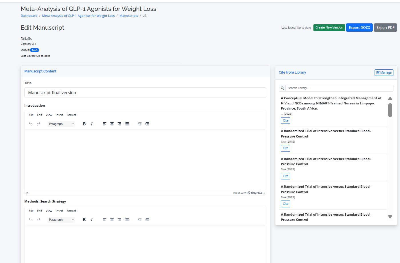 Guide: Using the Collaborative Manuscript Writer