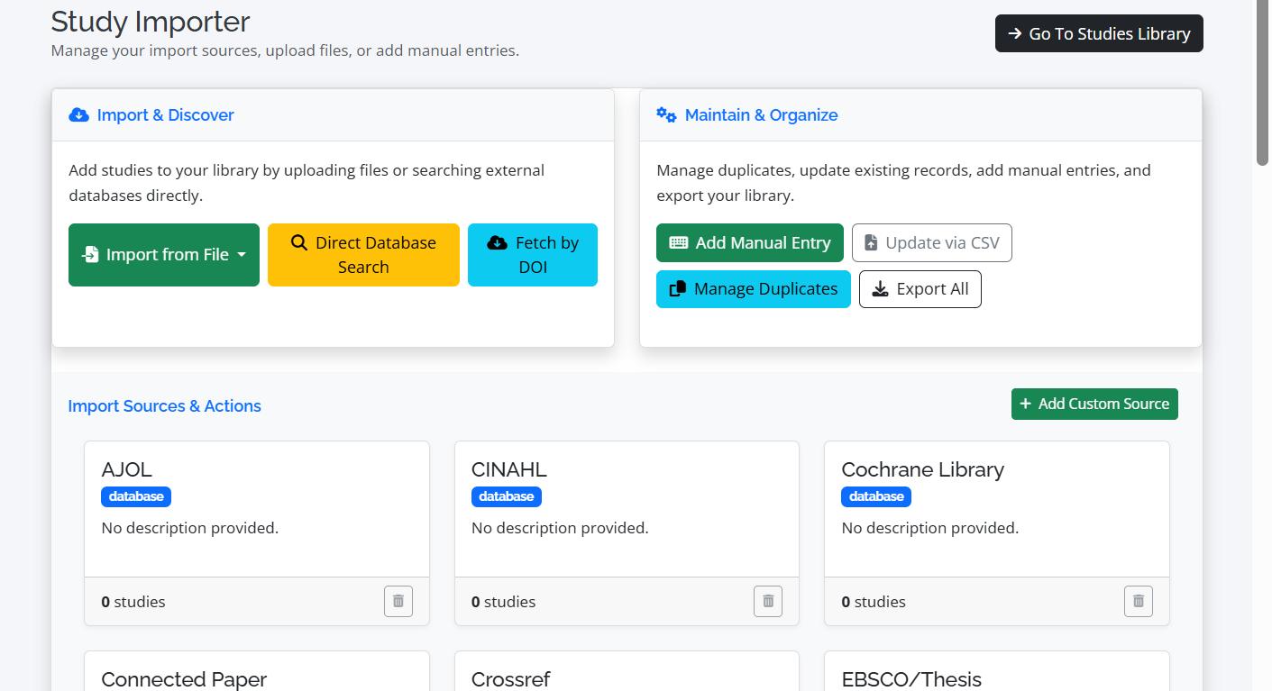 Identification and Importing Sources module