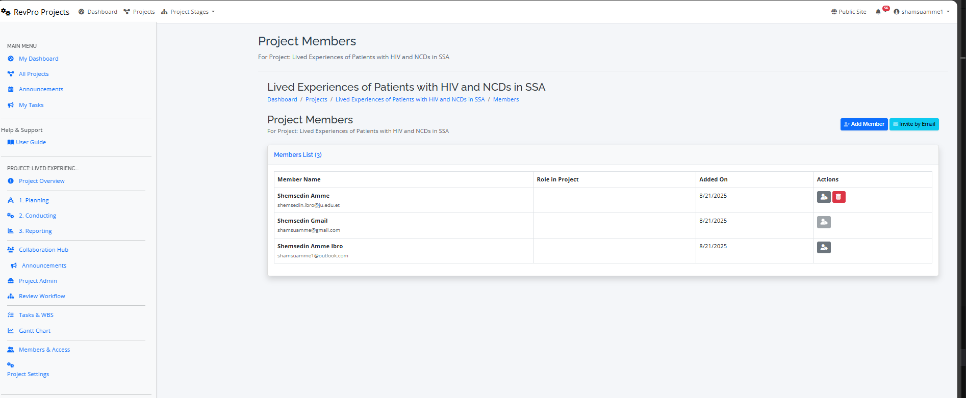 Project members management