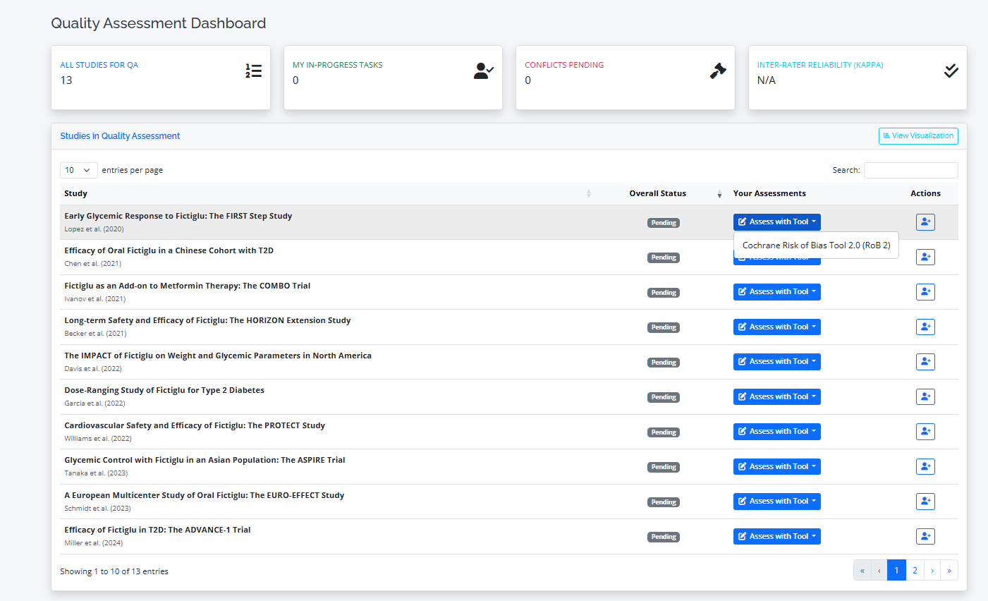 Go to assessment interface
