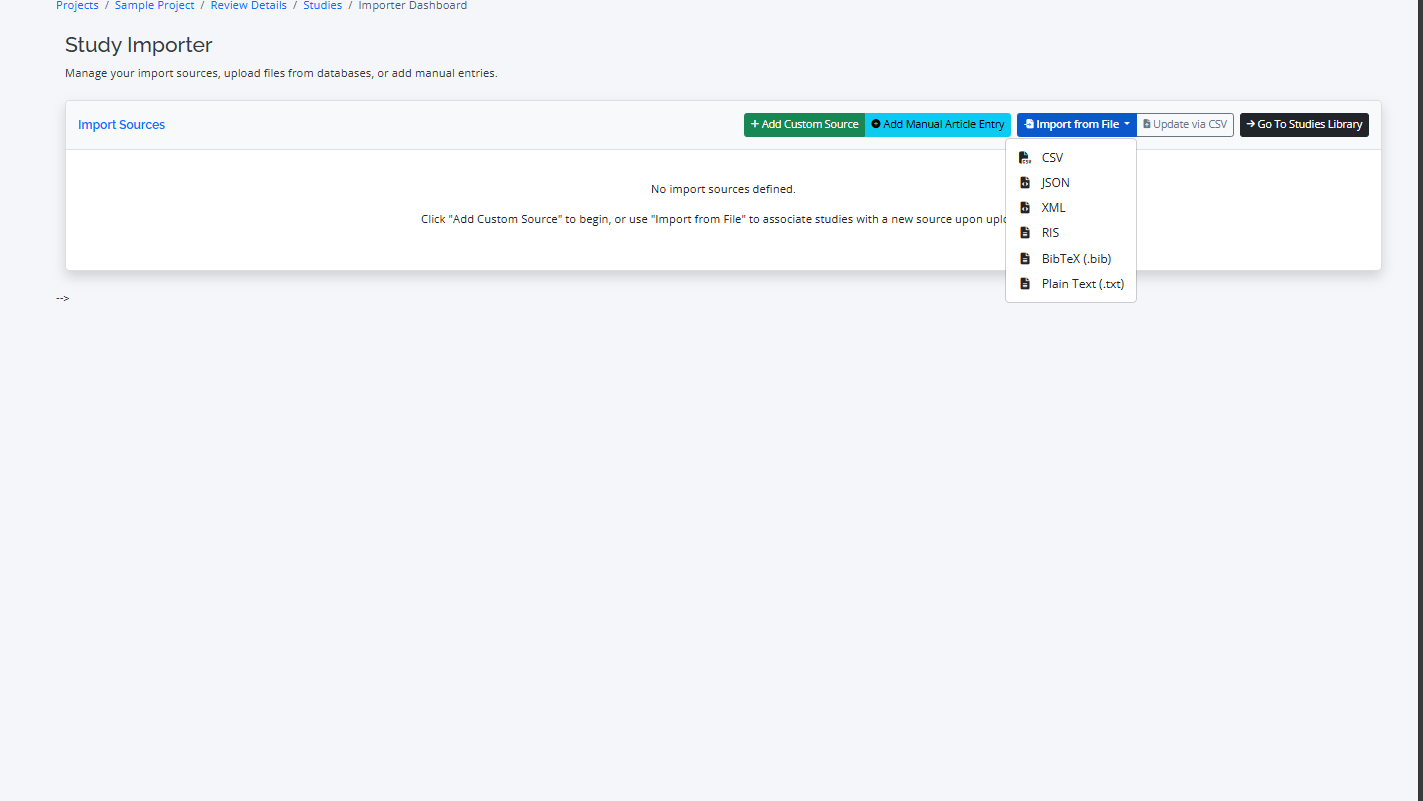 RevPro Importer Dashboard showing sources and import options.