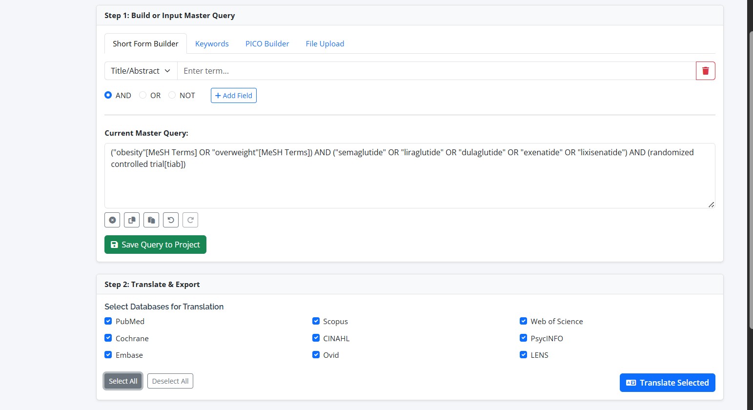 The Query Management dashboard in RevPro.
